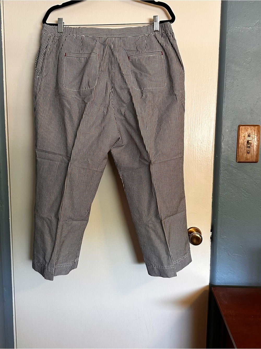 Chico's Black & White Pinstripe Cargo Capris - Picture 2 of 7
